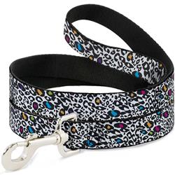 Dog Leash - Leopard White/Black/Multi Color