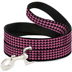 Dog Leash - Mini Hearts Black/Pink