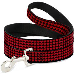 Dog Leash - Mini Hearts Black/Red