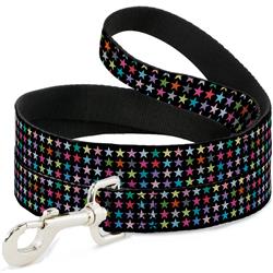 Dog Leash - Mini Stars Black/Multi Color