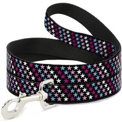 Dog Leash - Mini Stars Black/Pink/Blue/White