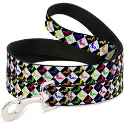 Dog Leash - Mud Flap Girl Diamonds Black/White/Multi Neon