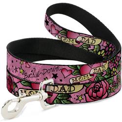 Dog Leash - Mom & Dad Pink