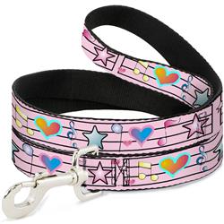 Dog Leash - Music Notes Pink