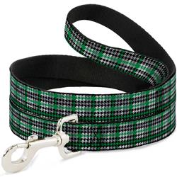 Dog Leash - Mini Houndstooth Green/Black/Gray