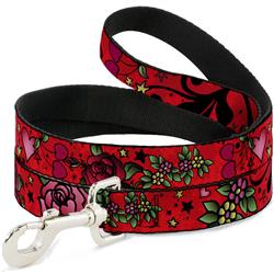 Dog Leash - Mom & Dad CLOSE-UP Red
