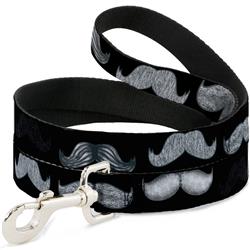Dog Leash - Mustache Sketch Black/White