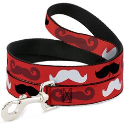 Dog Leash - Mustaches Red/Brown/White/Black