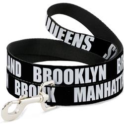 Dog Leash - New York's Five Burroughs Bold Black/White
