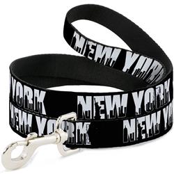 Dog Leash - NEW YORK Bold/Skyline Silhouette Black/White/Black