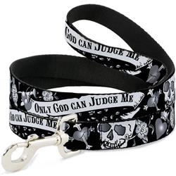 Dog Leash - Only God Can Judge Me Black/White
