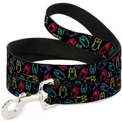 Dog Leash - Owl Sketch Black/Multi Color