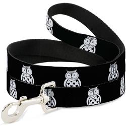 Dog Leash - Owls Black/White1