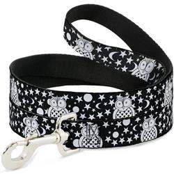Dog Leash - Owls Black/White2