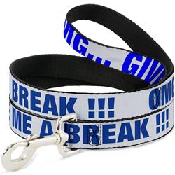 Dog Leash - OMG…GIVE ME A BREAK!!! White/Royal