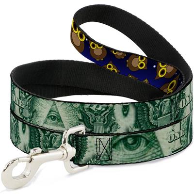 Dog Leash - Owls Scattered Black/Blue-Fade/Yellow
