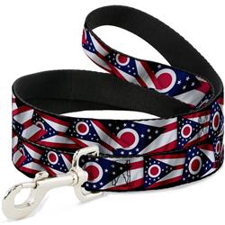 Dog Leash - Ohio Flags Stacked