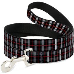 Dog Leash - Plaid Black/Red