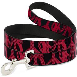 Dog Leash - Peace Dots Black/Fuchsia