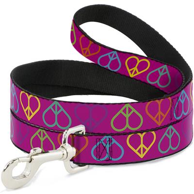Dog Leash - Peace Hearts Repeat Fuchsia/Neon