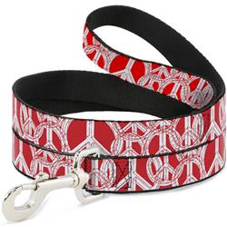 Dog Leash - Peace Sketch Red/White