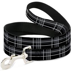 Dog Leash - Plaid Black/Gray