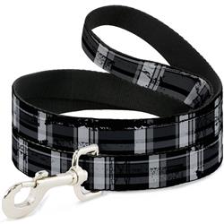 Dog Leash - Plaid Weathered Black/Gray/White