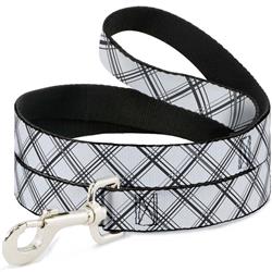 Dog Leash - Plaid X White/Gray