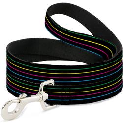 Dog Leash - Pinstripes Black/Multi Color