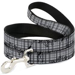 Dog Leash - Plaid Curls Gray