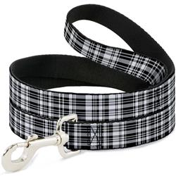 Dog Leash - Plaid Black/White