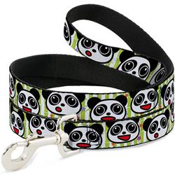Dog Leash - Panda Bear Cartoon Bamboo White/Greens/Multi Color