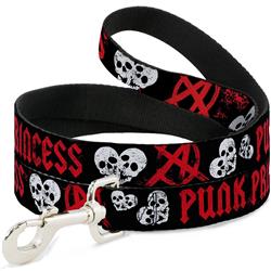 Dog Leash - Punk Princess Black/Red/White