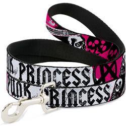 Dog Leash - Punk Princess w/Zippers & Skulls