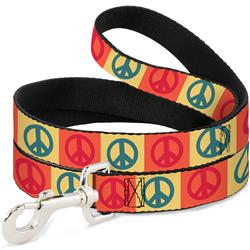 Dog Leash - Peace Blocks Red/Yellow/Blue