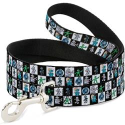Dog Leash - Robot Checkers Black/White