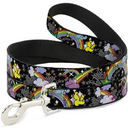 Dog Leash - Rainbow Cloud Stars Black