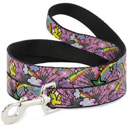 Dog Leash - Rainbow Cloud Stars Pink
