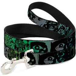 Dog Leash - Retro Monster Aqua/Black