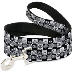 Dog Leash - Robot Heads Checkers Black/White