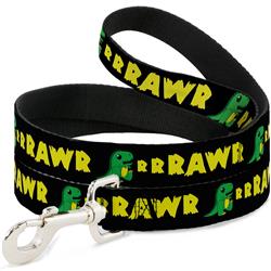 Dog Leash - RRRAWR Dinosaur Black/Green/Yellow