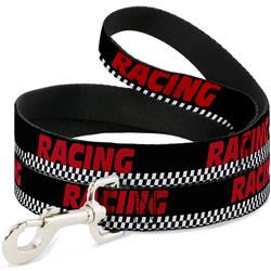 Dog Leash - RACING w/Checker Black/White/Red