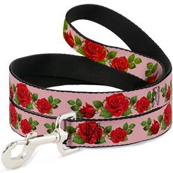 Dog Leash - Rose Trio/Leaves Pink