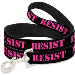 Dog Leash - RESIST Stencil Black/Pink
