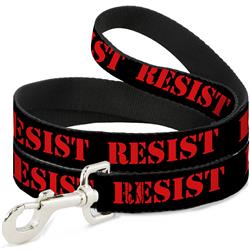 Dog Leash - RESIST Stencil Black/Red