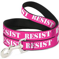 Dog Leash - RESIST Stencil Pink/White