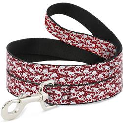 Dog Leash - Skull Yard Red/White