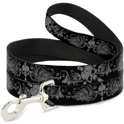 Dog Leash - Skull & Dagger w/Filigree Black/Gray