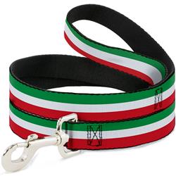 Dog Leash - Stripes Green/White/Red