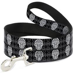 Dog Leash - Skull Candy Black/Gray/White